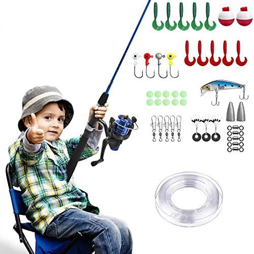  [아마존베스트]Plusinno Fishing Set for Children Fishing Set Kids Fishing Rod Set with Reel and Bait Set