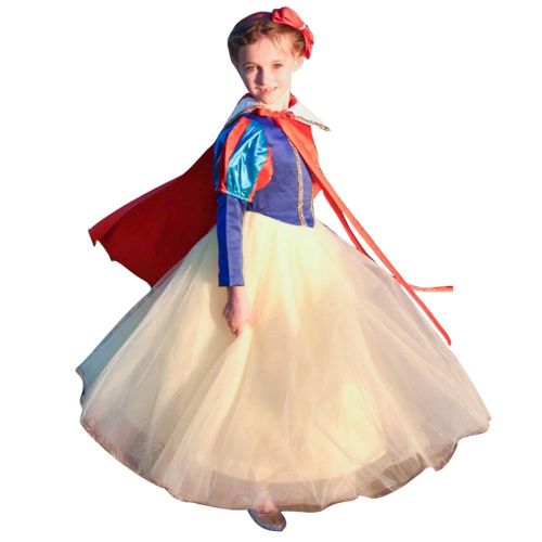  PLwedding Princess Snow White Costume for Girls Dresses Up Halloween Party with Cape