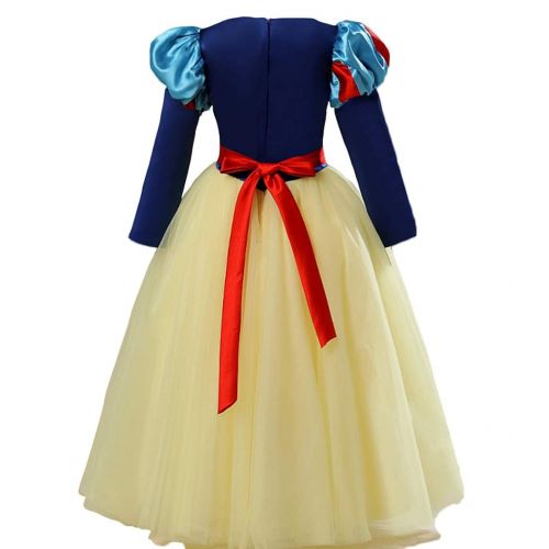  PLwedding Princess Snow White Costume for Girls Dresses Up Halloween Party with Cape