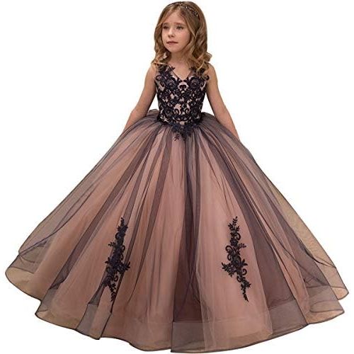  할로윈 용품PLwedding Flower Girl Dress Kids Lace Applique Pageant Ball Gown Prom Dresses