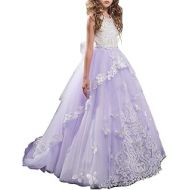 PLwedding Flower Girl Dress Kids Lace Beaded Pageant Ball Gowns