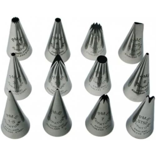  PME Supatube Stainless Steel Cake Decorating Tips, Set of 12, Standard, Silver