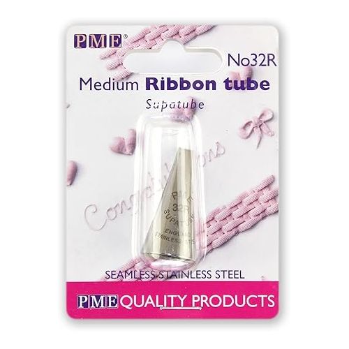  PME 32R Seamless Stainless Steel Medium Ribbon Supatube, Decorating Tip
