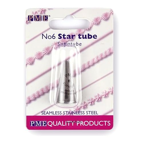  PME, Decorating Tip, no. 6 Seamless Stainless Steel Medium Star Supatube