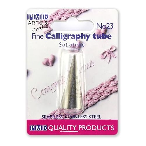  PME Seamless Stainless Steel Fine Calligraphy Supatube, Decorating Tip, no. 23