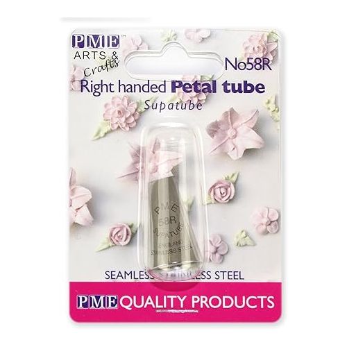  PME Seamless Stainless Steel Large Petal Supatube Decorating Tip, for Right Handed Use, no. 58R