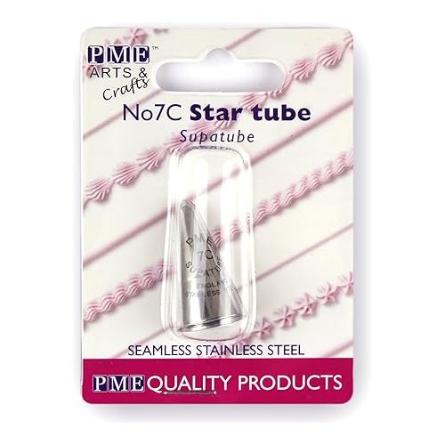  PME, Decorating Tip, no. 7C Seamless Stainless Steel Large Closed Star Supatube