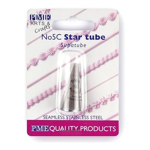  PME Seamless Stainless Steel Small Closed Star Supatube, Decorating Tip, no. 5C