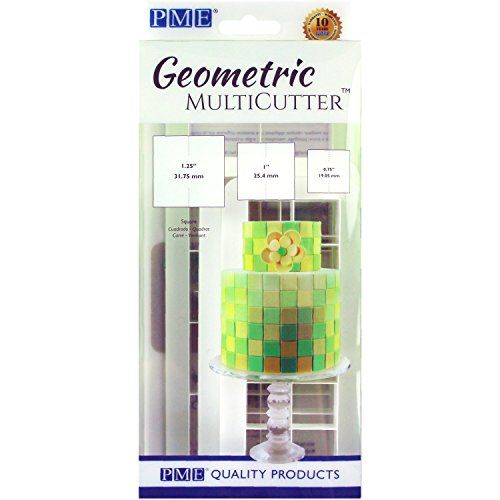  PME, Set Geometric Multicutters for Cake Design-Square-Small, Medium & Large Size, Set of 3, Standard, White