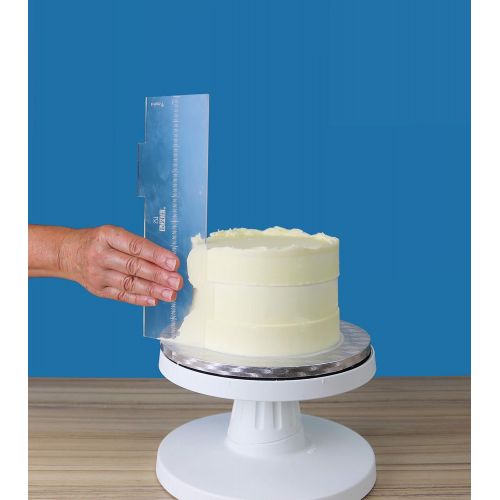  PME Tall Patterned Edge Cake Side Scraper - Latitude Ring 4” & 6, Transparent, Standard