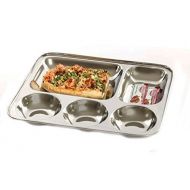 PMK Stainless Steel Dinner Plate with 5 compartment Mess tray thali for Home/Kitchen Lunch/Dinner Breaks fast Plates Party/Daily/Multi Purpose Use