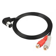 PNGKNYOCN Right Angle Din 5 Pin to RCA Cable.90 Degree 5 Pin Din Male to 2 RCA Female Professional Grade Audio Cable for Bang & Olufsen, Naim, Quad, Stereo Systems(1.5m)