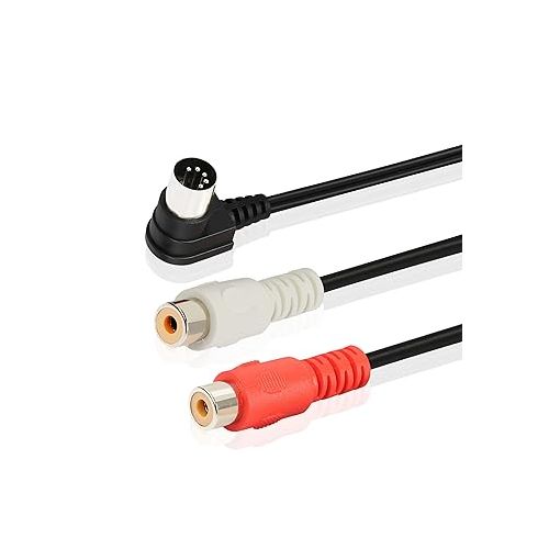  PNGKNYOCN Right Angle Din 5 Pin to RCA Cable.90 Degree 5 Pin Din Male to 2 RCA Female Professional Grade Audio Cable for Bang & Olufsen, Naim, Quad, Stereo Systems(1.5m)