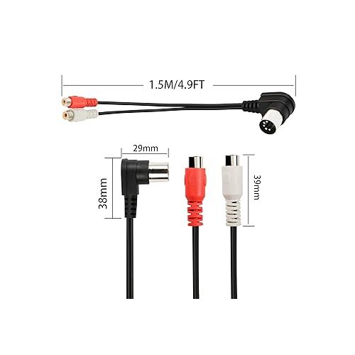  PNGKNYOCN Right Angle Din 5 Pin to RCA Cable.90 Degree 5 Pin Din Male to 2 RCA Female Professional Grade Audio Cable for Bang & Olufsen, Naim, Quad, Stereo Systems(1.5m)