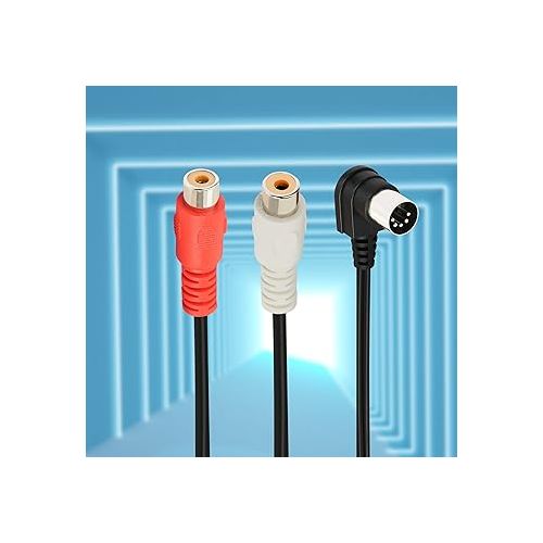  PNGKNYOCN Right Angle Din 5 Pin to RCA Cable.90 Degree 5 Pin Din Male to 2 RCA Female Professional Grade Audio Cable for Bang & Olufsen, Naim, Quad, Stereo Systems(1.5m)