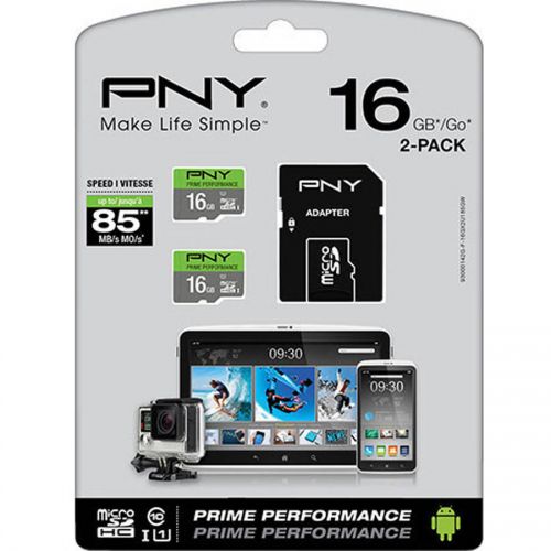  PNY 16GB Prime MicroSD 2pk