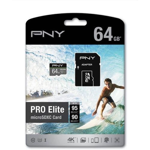  PNY 64GB PRO Elite microSD Memory Card