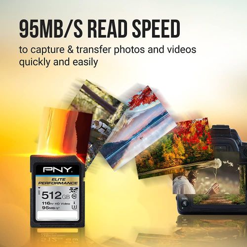  PNY 512GB Elite Performance Class 10 U3 SDXC Flash Memory Card