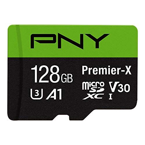  PNY 128GB Premier-X Class 10 U3 V30 microSDXC Flash Memory Card - 100MB/s, Class 10, U3, V30, A1, 4K UHD, Full HD, UHS-I, Micro SD