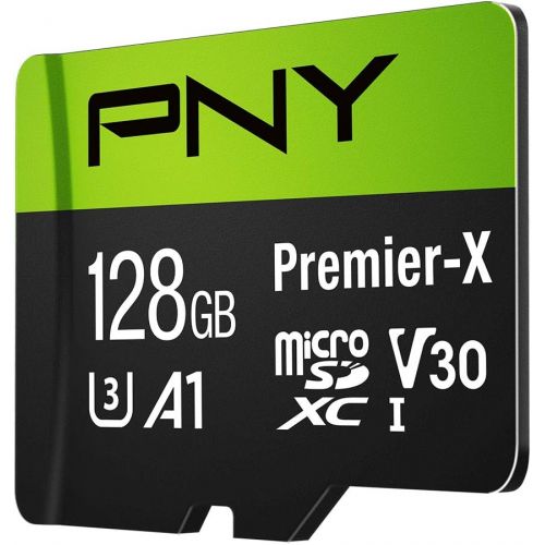  PNY 128GB Premier-X Class 10 U3 V30 microSDXC Flash Memory Card - 100MB/s, Class 10, U3, V30, A1, 4K UHD, Full HD, UHS-I, Micro SD