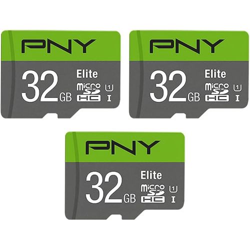  PNY 32GB Elite Class 10 U1 microSDHC Flash Memory Card 3-Pack - 100MB/s, Class 10, U1, Full HD, UHS-I, micro SD