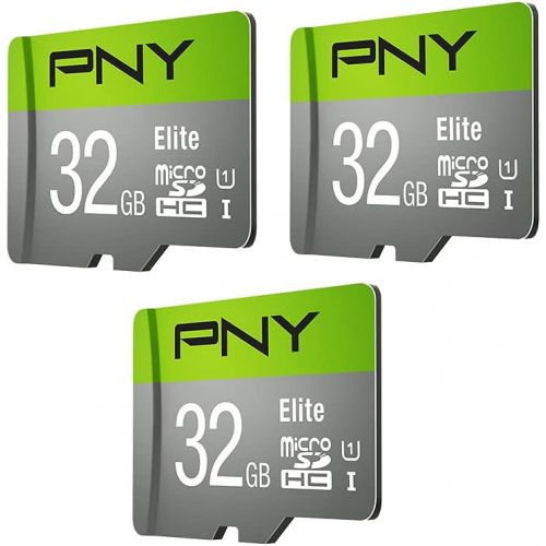  PNY 32GB Elite Class 10 U1 microSDHC Flash Memory Card 3-Pack - 100MB/s, Class 10, U1, Full HD, UHS-I, micro SD