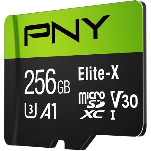  PNY 256GB Elite-X Class 10 U3 V30 microSDXC Flash Memory Card - 100MB/s, Class 10, U3, V30, A1, 4K UHD, Full HD, UHS-I, micro SD