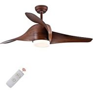 POCHFAN Ceiling Fan with Lights and Remote Control in Walnut Finish, Opal Glass, For Living Room, 52 Inch