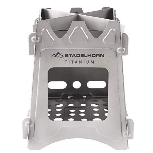  POCKET STADELHORN Titanium Minimalist Wood Stove Ultralight 100% Pure Titanium Portable & Foldable for Camping, Backpacking, Hiking, and Bushcraft Survival. Stronger and Lighter vs Steel,