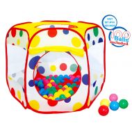 POCO DIVO 100-Play-Ball Polka Dot Ball Pit Twist Pool Popup Hexagon Mesh Play Tent