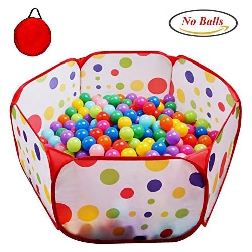  [아마존베스트]POCO DIVO Toddler Playpen Polka Dot Ball Pit 47 Twist Pool Kids Popup Hexagon Play Tent