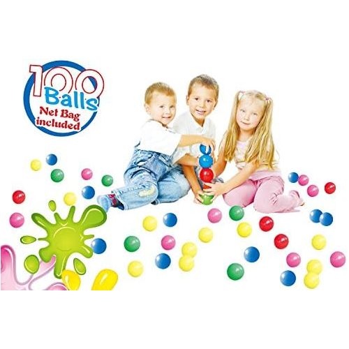  [아마존베스트]POCO DIVO 100 Pit Balls Magic Funball 5-Color Crushproof Kids Play Ocean Ball with Mesh Bag