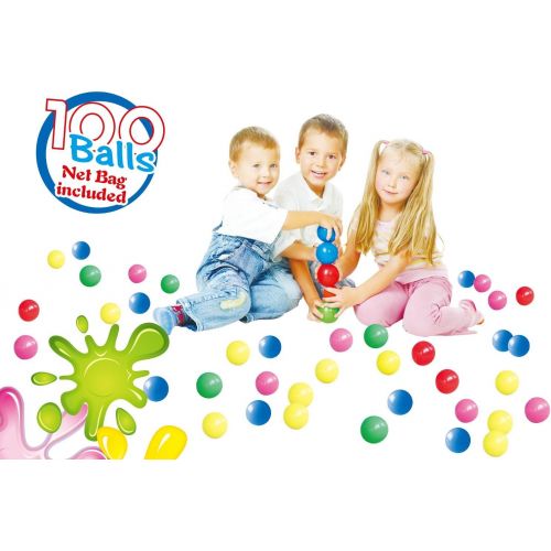  [아마존베스트]POCO DIVO 100 Pit Balls Magic Funball 5-Color Crushproof Kids Play Ocean Ball with Mesh Bag