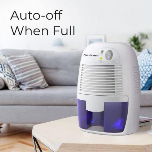  Pohl Schmitt Mini Dehumidifier, 17oz Water Tank, Ultra Quiet - Small Portable Design for Homes, Basements, Bathrooms and Bedrooms - Removes Air Moisture to Prevent Dust Mites, Mold
