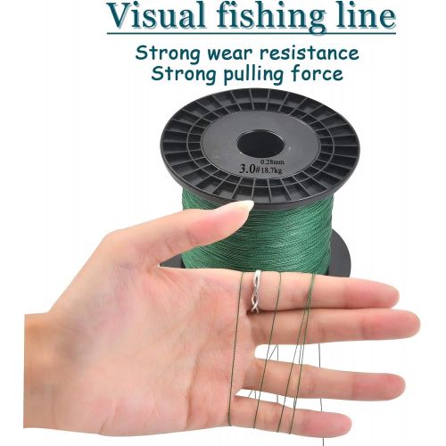  [아마존베스트]POKIENE 0.28mm Braided Fishing Line | 500M Super Strong Pull PE Braid Fishing Lines | Fishing Line with 4 Strands - 18.7kg Green