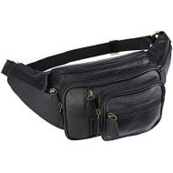 POLARE ORIGINAL Polare Natural Leather Fanny Pack Waist Bag Black Large with YKK Zippers