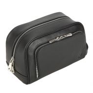 POLARE ORIGINAL Polare Vintage Calfskin Leather Handmade Travel Toiletry Bag for Men - Dopp Kit - Shaving Kit (Black)