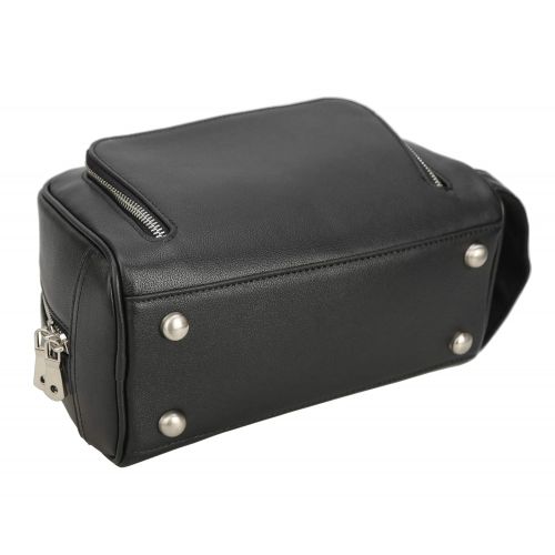  POLARE ORIGINAL Polare Vintage Calfskin Leather Handmade Travel Toiletry Bag for Men - Dopp Kit - Shaving Kit (Black)
