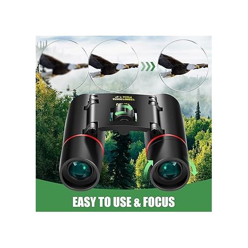  POLDR 12X30 Compact Binoculars with Large Eyepiece, Small Lightweight Binoculars for Adults Kids, Pocket Mini Binoculars for Bird Watching Traveling Opera Sports Games Sightseeing