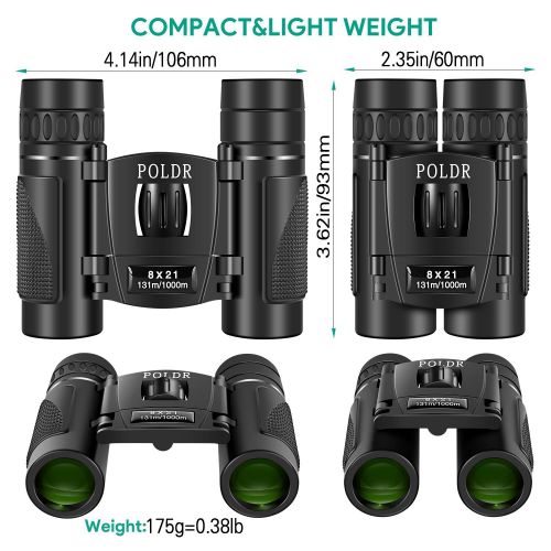  POLDR 8x21 Small Compact Lightweight Binoculars for Adults Kids Bird Watching Traveling Sightseeing.Mini Pocket Folding Binoculars for Concert Theater Opera