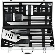 POLIGO 22PCS Camping BBQ Grill Accessories for Outdoor Grill Set Stainless Steel BBQ Tools Grilling Tools Set in Aluminum Case - Grill Utensils Set Ideal Birthday Father’s Day BBQ