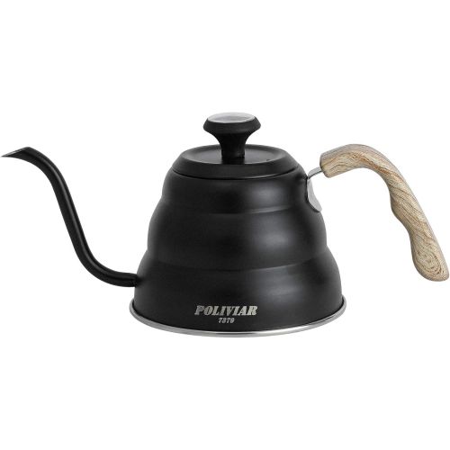  POLIVIAR 7379 POLIVIAR Pour Over Coffee Kettle, 32oz Built-in Thermometer for Tea and Coffee, Gooseneck Kettle Spout Pots with Exact Temperature, Food Grade Stainless Steel, Black (JX2020-CKB)