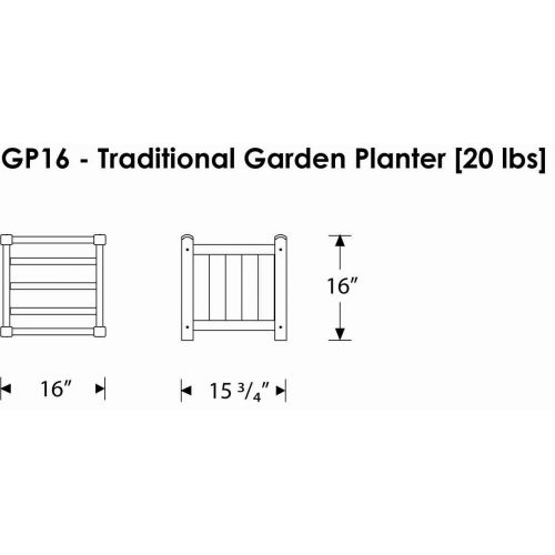  POLYWOOD GP16TE Traditional Garden 16 Planter, Teak
