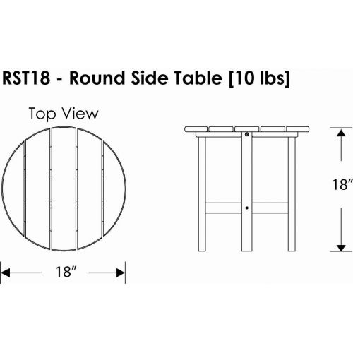  POLYWOOD RST18WH Round 18 Side Table, White