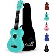 [아마존베스트]POMAIKAI Soprano Wood Ukulele Rainbow Starter Uke Hawaii kids Guitar 21 Inch with Gig Bag for kids Students and Beginners (Blue)