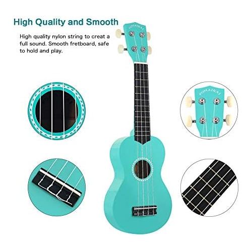  [아마존베스트]POMAIKAI Soprano Wood Ukulele Rainbow Starter Uke Hawaii kids Guitar 21 Inch with Gig Bag for kids Students and Beginners (Blue)