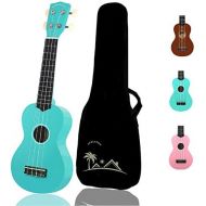 [아마존베스트]POMAIKAI Ukulele Wood Ukuleles for Kids Beginner Ukulele Pack Soprano Ukulele Starter Kid Guitar 21 Inch Rainbow Uke with Gig Bag (Light-Blue)