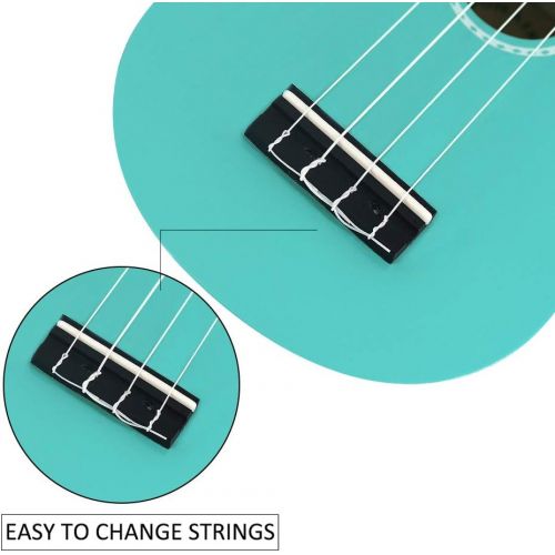  [아마존베스트]POMAIKAI Ukulele Wood Ukuleles for Kids Beginner Ukulele Pack Soprano Ukulele Starter Kid Guitar 21 Inch Rainbow Uke with Gig Bag (Light-Blue)