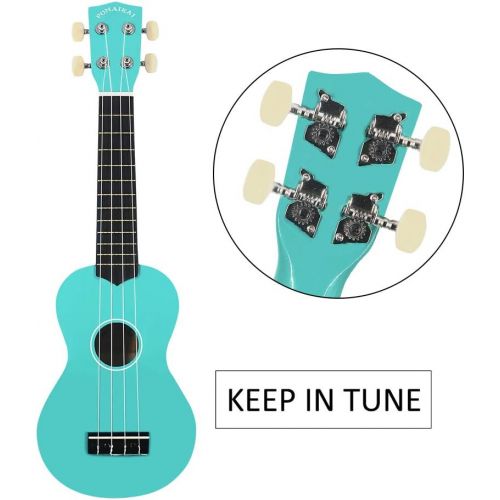  [아마존베스트]POMAIKAI Ukulele Wood Ukuleles for Kids Beginner Ukulele Pack Soprano Ukulele Starter Kid Guitar 21 Inch Rainbow Uke with Gig Bag (Light-Blue)