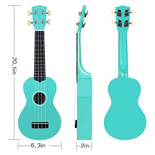  POMAIKAI Soprano Wood Ukulele Rainbow Starter Uke Hawaii kids Guitar 21 Inch with Gig Bag for kids Students and Beginners (Blue)